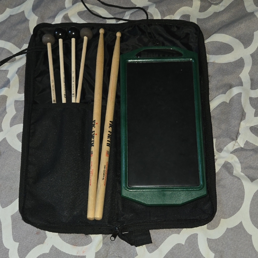 Drum Practice Pad with Sticks and Mallets